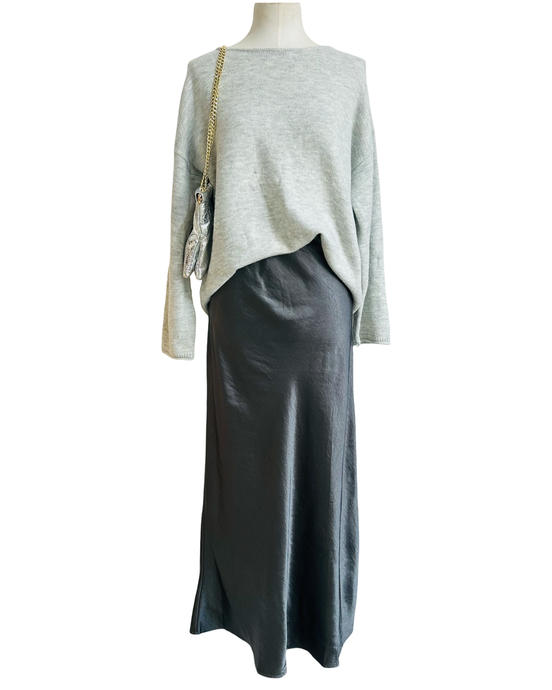 BOULEVARD SLIP SKIRT pewter