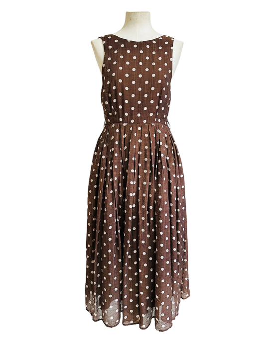 EVA DRESS brown w/ white dots