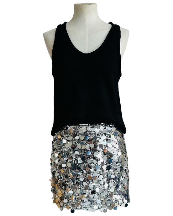 SILVER SEQUIN mini skirt