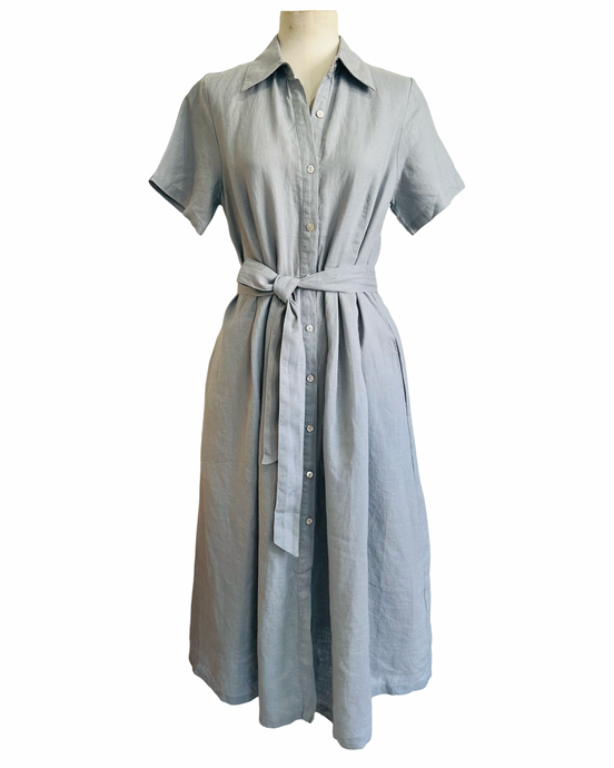 RIVIERA LINEN DRESS powder